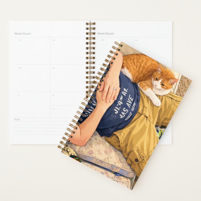 Anime Tabby Cat on Lap Spiral Planner Planer (Anzeige)