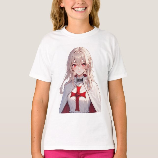 Anime Templar Knight Girl's Tee Shirt (Vorderseite)