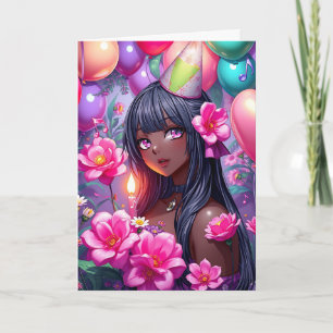 Anime Themed Birthday Girl of Color Karte
