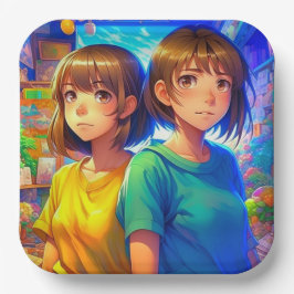 Anime Themed Twin Girls Geburtstagsparty Pappteller