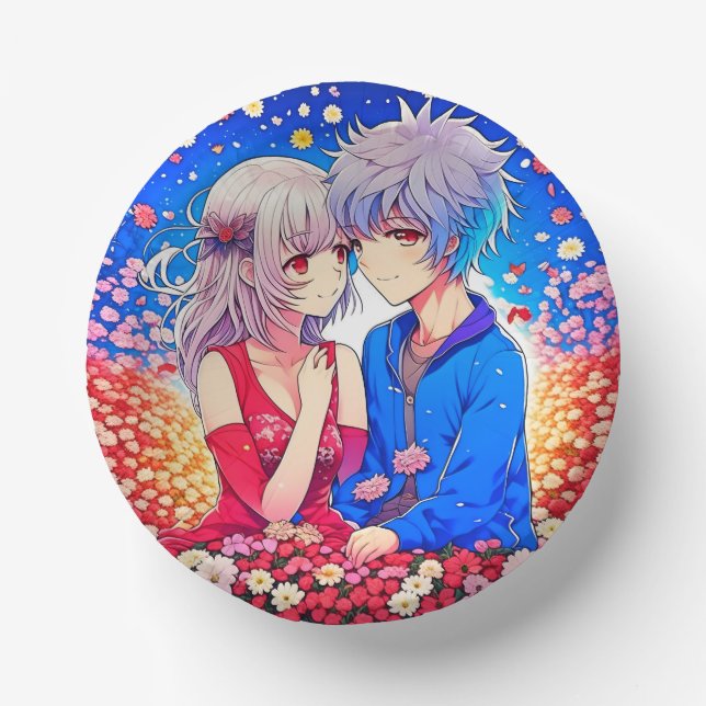Anime Themed Valentinstag Party Pappteller (Vorderseite)