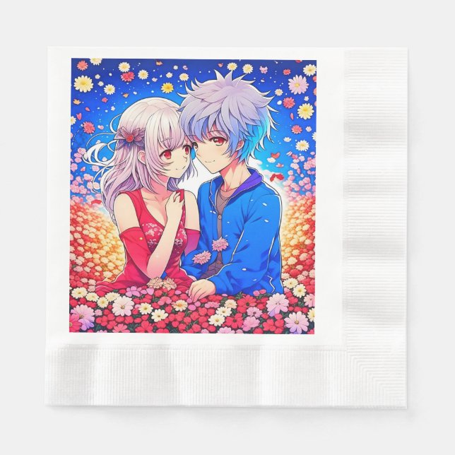 Anime Themed Valentinstag Party Serviette (Vorderseite)