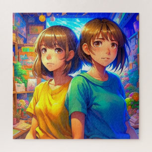 Anime Themen Zwilling Mädchen  Puzzle