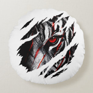 Anime-Tigeraugen durch Kratzer Rundes Kissen