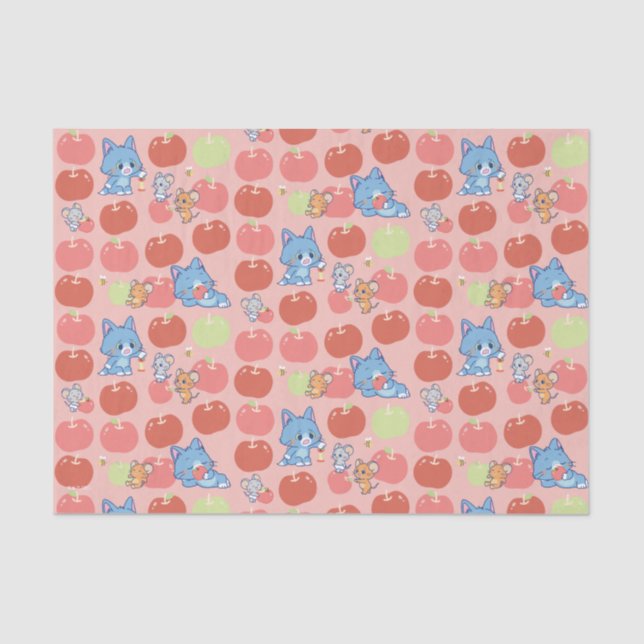 Anime Tom, Jerry und Tuffy Apple Pattern Seidenpapier (Vorderseite)