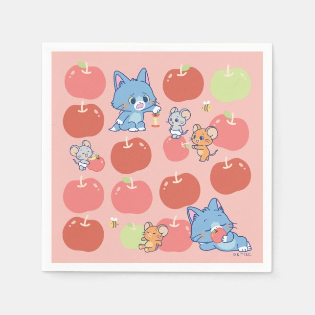 Anime Tom, Jerry und Tuffy Apple Pattern Serviette (Vorderseite)