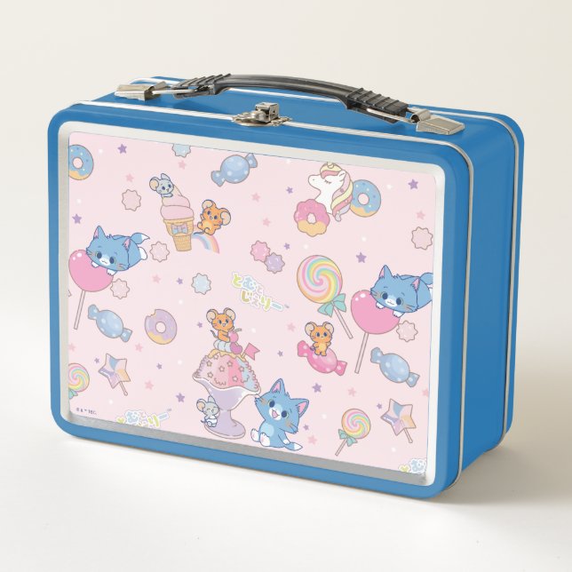 Anime Tom, Jerry und Tuffy Candyland Pattern Metall Brotdose (Vorderseite)