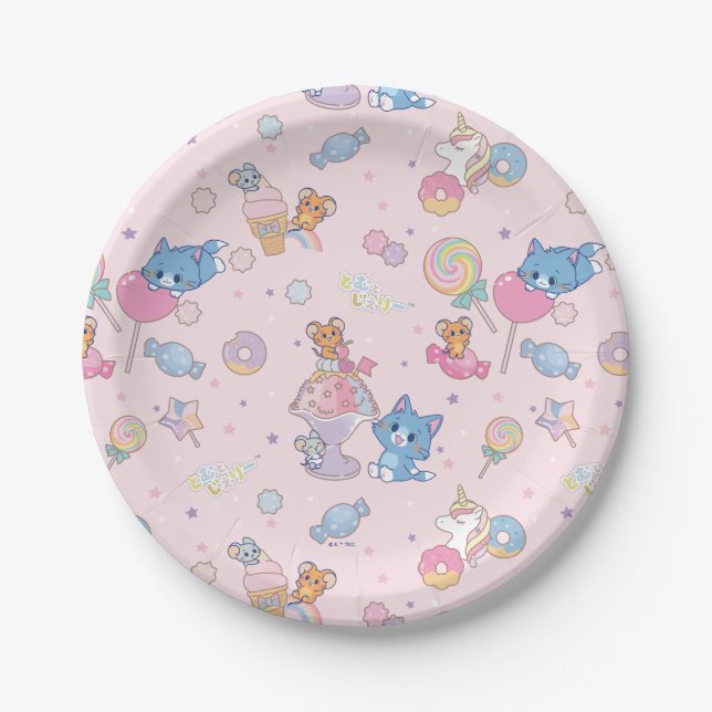 Anime Tom, Jerry und Tuffy Candyland Pattern Pappteller (Vorderseite)