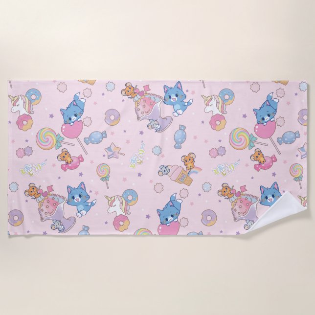 Anime Tom, Jerry und Tuffy Candyland Pattern Strandtuch (Vorderseite)