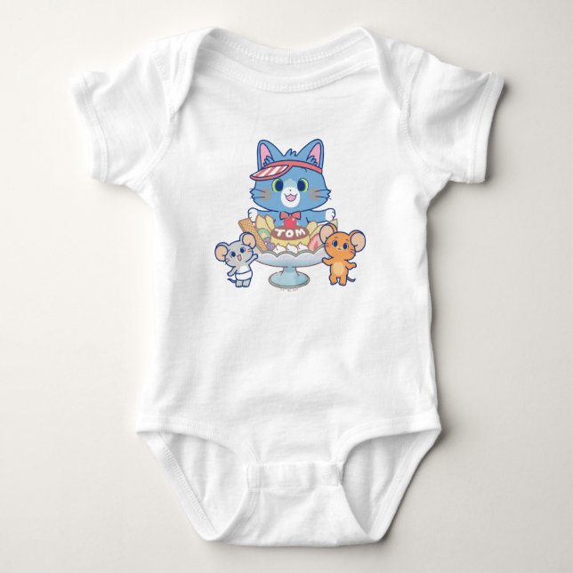 Anime Tom, Jerry und Tuffy Dessert Parlor Baby Strampler (Vorderseite)
