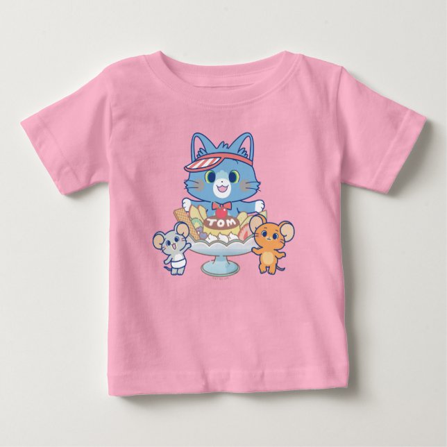 Anime Tom, Jerry und Tuffy Dessert Parlor Baby T-shirt (Vorderseite)