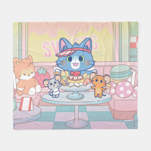 Anime Tom, Jerry und Tuffy Dessert Parlor Fleecedecke (Vorderseite (Horizontal))