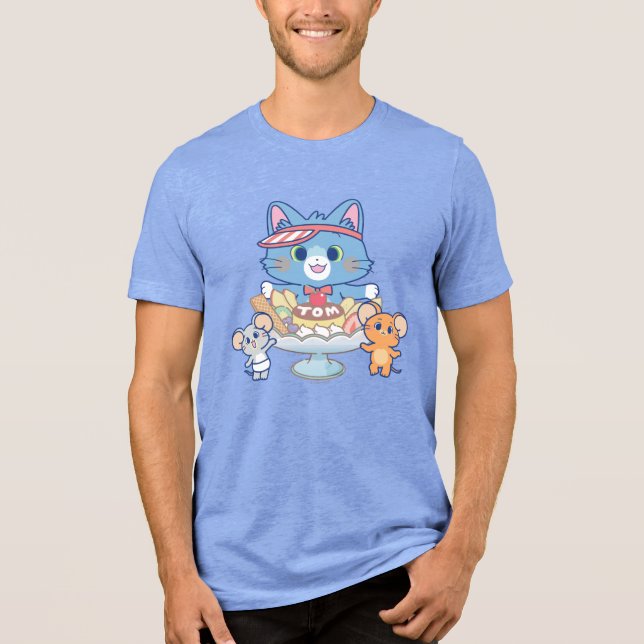 Anime Tom, Jerry und Tuffy Dessert Parlor Tri-Blend Shirt (Vorderseite)