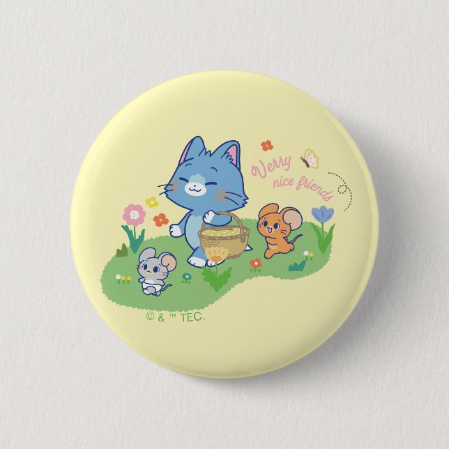 Anime Tom, Jerry und Tuffy Picnic Button (Vorderseite)