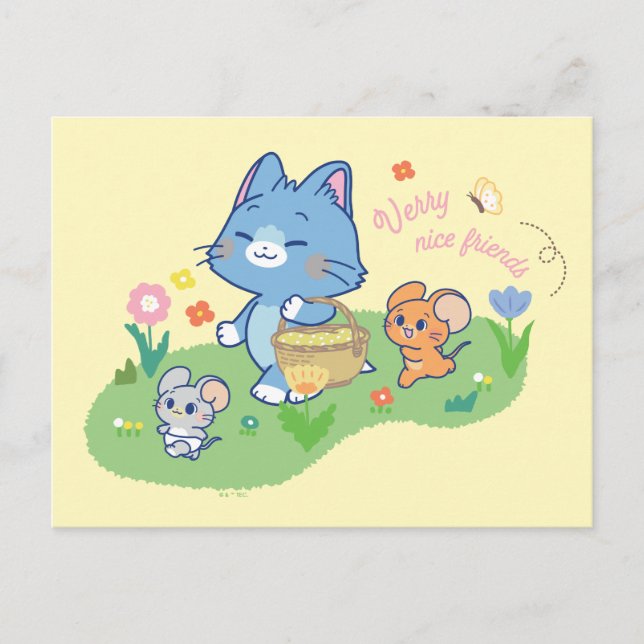 Anime Tom, Jerry und Tuffy Picnic Postkarte (Vorderseite)