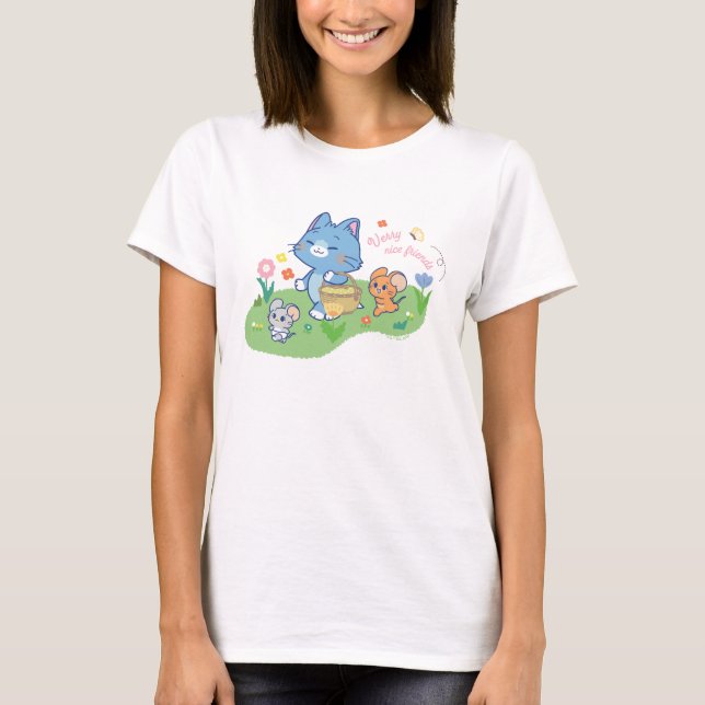 Anime Tom, Jerry und Tuffy Picnic T-Shirt (Vorderseite)