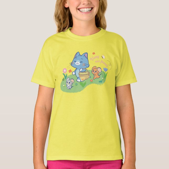 Anime Tom, Jerry und Tuffy Picnic T-Shirt (Vorderseite)