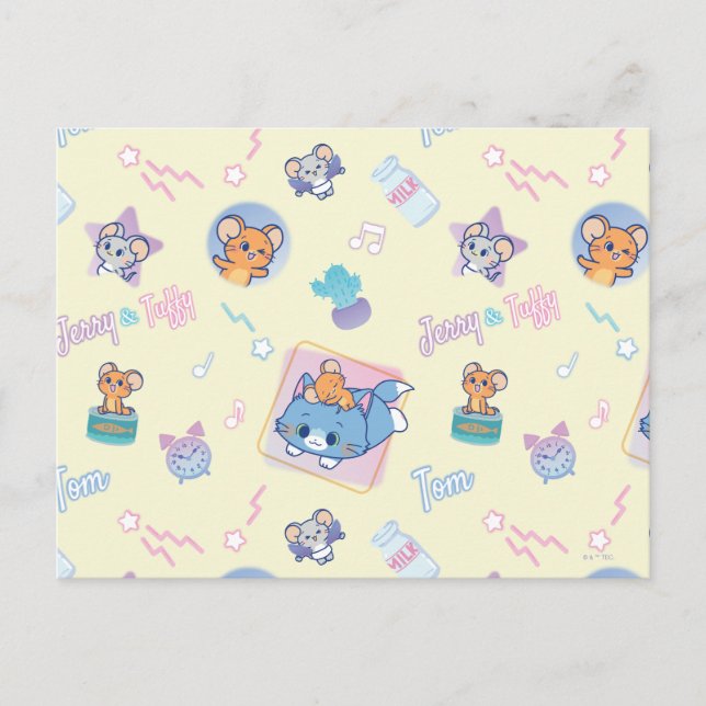 Anime Tom, Jerry und Tuffy Playtime Pattern Postkarte (Vorderseite)