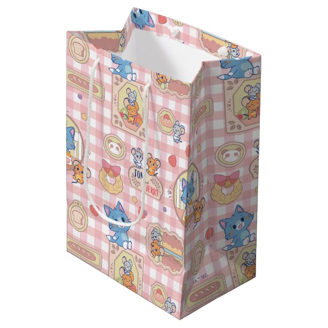 Anime Tom und Jerry Bakery Pattern Mittlere Geschenktüte (Vorderseite Schrägansicht)