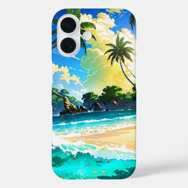 Anime Tropical Beach Paradise Case-Mate iPhone Hülle (Rückseite)