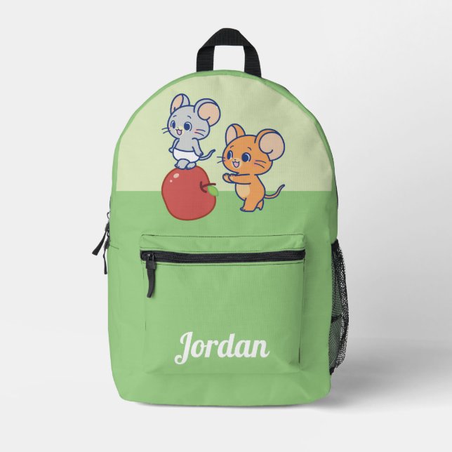 Anime Tuffy und Jerry Apple Rolling Bedruckter Rucksack (Vorderseite)