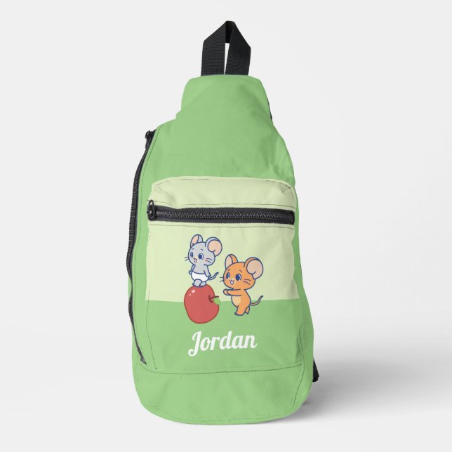Anime Tuffy und Jerry Apple Rolling Crossbody Bag (Vorderseite)