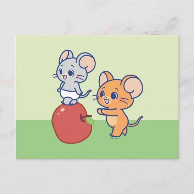 Anime Tuffy und Jerry Apple Rolling Postkarte (Vorderseite)