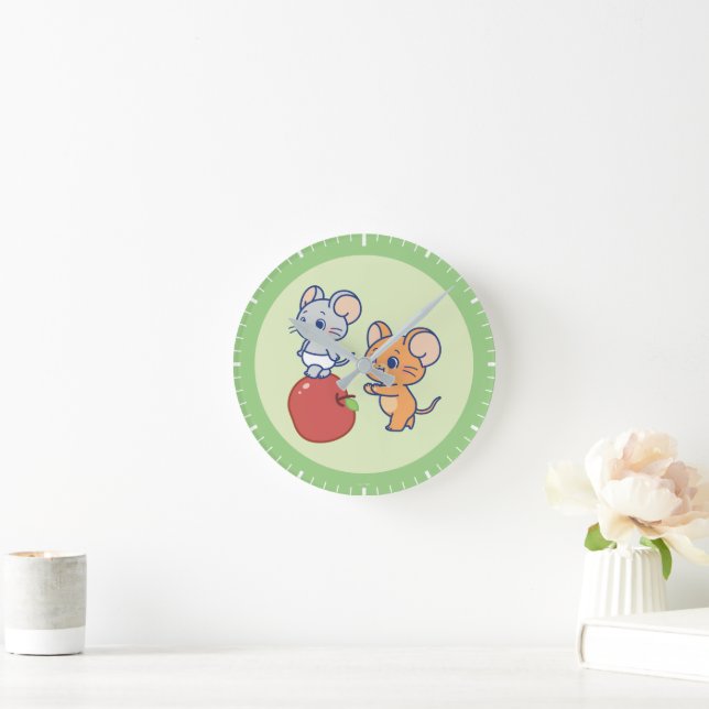 Anime Tuffy und Jerry Apple Rolling Runde Wanduhr (Zuhause)