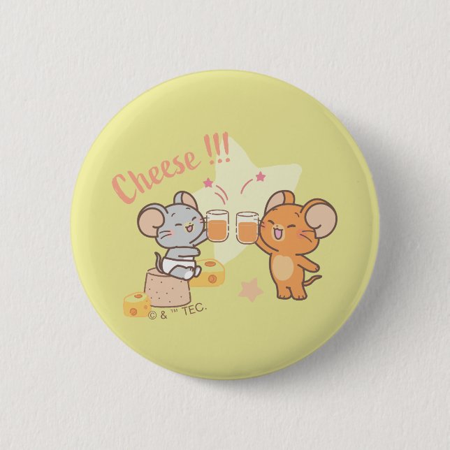 Anime Tuffy und Jerry Cheers zu Käse Button (Vorderseite)