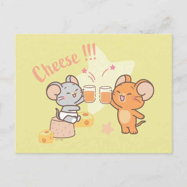 Anime Tuffy und Jerry Cheers zu Käse Postkarte (Vorderseite)