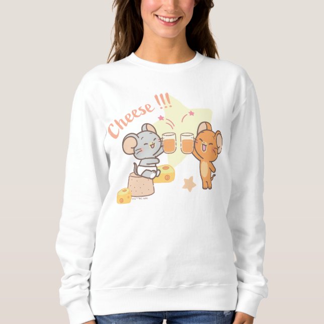 Anime Tuffy und Jerry Cheers zu Käse Sweatshirt (Vorderseite)