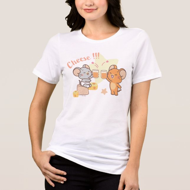 Anime Tuffy und Jerry Cheers zu Käse Tri-Blend Shirt (Vorderseite)