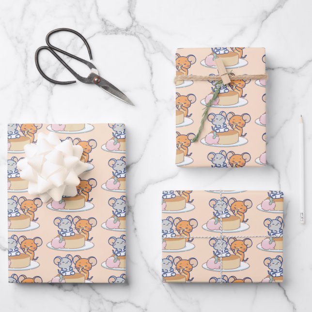 Anime Tuffy und Jerry Cheesecake Geschenkpapier Set (Vorderseite)