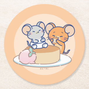 Anime Tuffy und Jerry Cheesecake Runder Pappuntersetzer