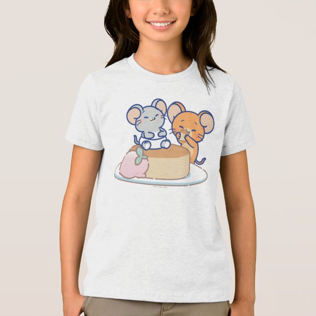 Anime Tuffy und Jerry Cheesecake Tri-Blend Shirt (Vorderseite)