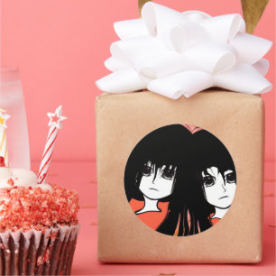 Anime Twins Runder Aufkleber