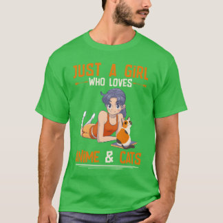 Anime- und Katzenliebhaber-Mädchen-Geschenk T-Shirt