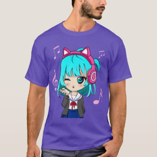 Anime- und Musik-Mädchen foreen chibi Grafik Anime T-Shirt