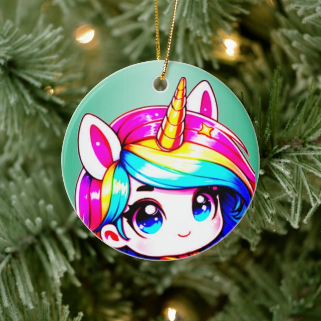 Anime Unicorn Kids Keramik Ornament (Baum)