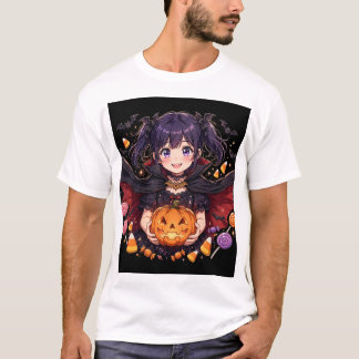 Anime-Vampir-Mädchen Gothic Halloween-Kunst T-Shirt