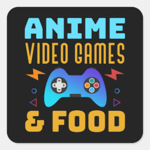 Anime, Video Games & Food   Lovely Design Quadratischer Aufkleber