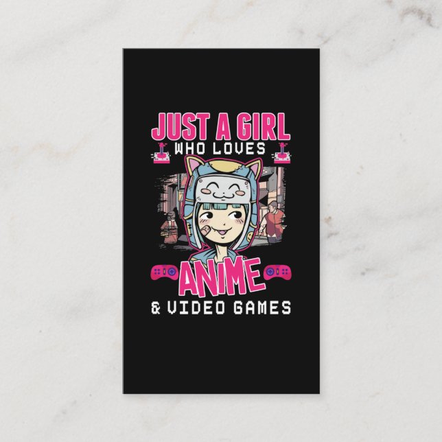 Anime Video Games Girl Otaku Teen Japanisches Gami Visitenkarte (Vorderseite)
