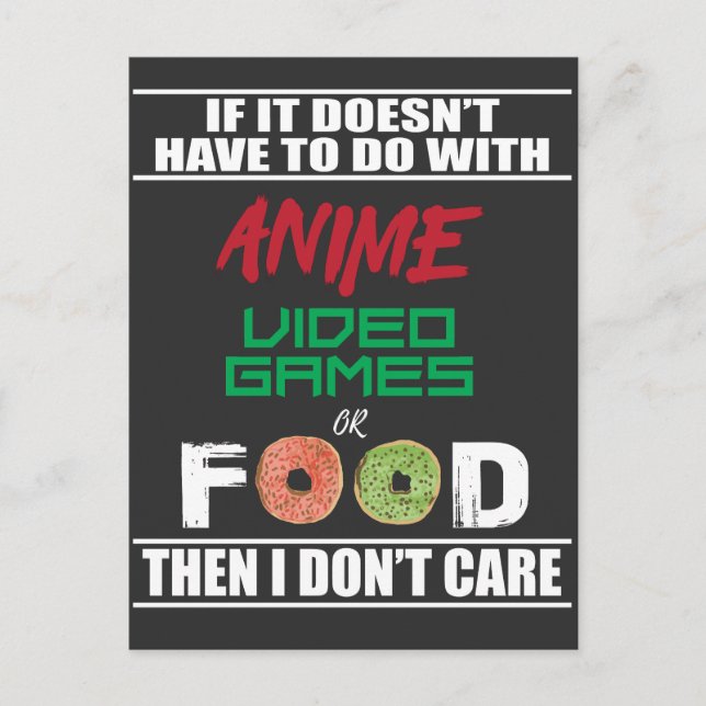 Anime Video Games oder Food Funny Anime Postkarte (Vorderseite)