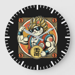 Anime Vintag Maneki Neko Lucky Cat, Erfolgsgeld Große Wanduhr