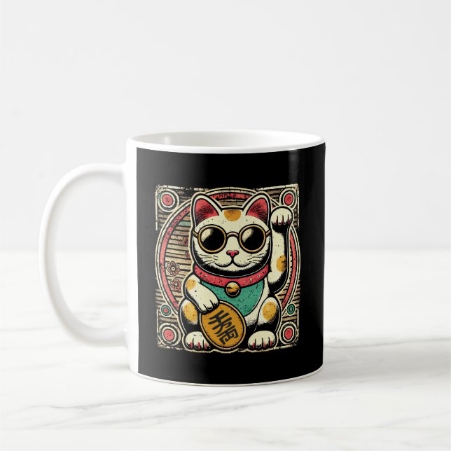 Anime Vintag Maneki Neko Lucky Cat, Erfolgsgeld Kaffeetasse (Links)
