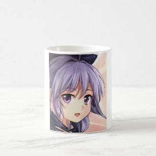 Anime violetthaarige violette Augen Kaffeetasse