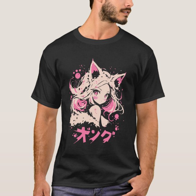 Anime Waifu Cute Anime manga Cat Girl Sweet Retro  T-Shirt (Vorderseite)