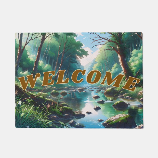 Anime Waldlandschafts Grafik Fußmatte (Vorderseite)