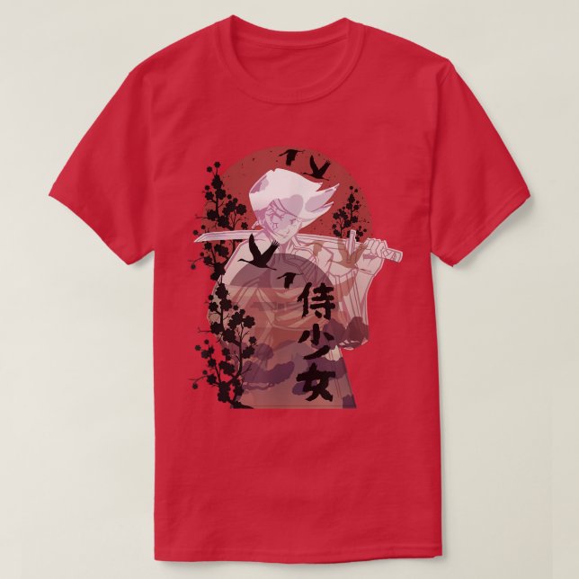 Anime Warrior Samurai Girl  T-Shirt (Design vorne)