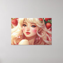 Anime Watercolor Stretched Canvas Print